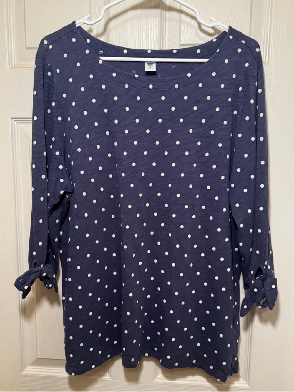 Old Navy | Women’s Heathered Blue & White Polka Dot 3/4 Sleeve Top Size XL